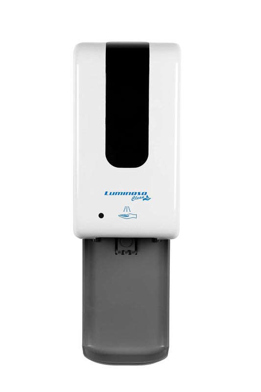 Dispensador automático de jabón y desinfectante de manos sin contacto de 40.6 fl oz para montaje en pared con bandeja de goteo, sensor de movimiento industrial comercial de líquido o gel, compatible con ADA