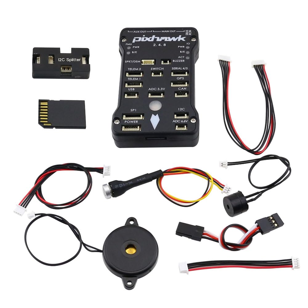 Pixhawk PX4 PIX 2.4.8 Controlador de vuelo de 32 bits Placa de control de vuelo Divisor I2C Módulo de expansión Zumbador Interruptor de seguridad 4GB Tarjeta SD para FPV Quadcopter Multirotor Drone