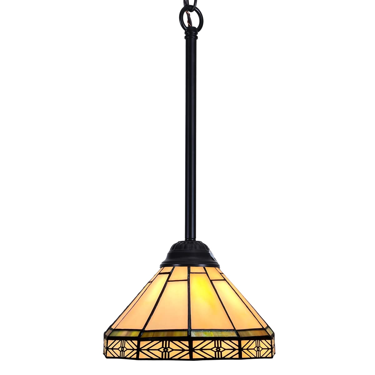 Capulina Tiffany - Lámparas colgantes, mini lámpara colgante de vitrales de 8 pulgadas de ancho, estilo rústico antiguo para cocina, isla, encimera, comedor, pasillo Número de modelo: CL088807CP