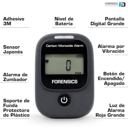 Detector de monóxido de carbono para vehículos y aviones | Alarma rápida de bajo nivel de 9 ppm (versión 2.0) FD-CAR002