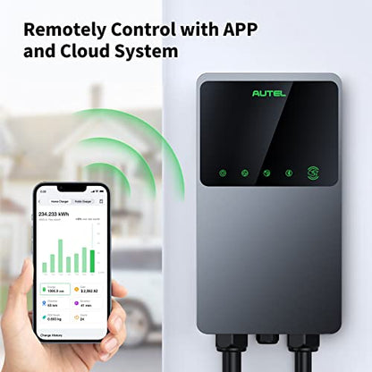 Autel MaxiCharger - Cargador de vehículo eléctrico para el hogar (EV) con tarjeta RFID, hasta 40 amperios, 240 V, WiFi de nivel 2 y EVSE habilitado para Bluetooth, enchufe NEMA 6-50, interior/exterior, cable de 25 pies con funda separada