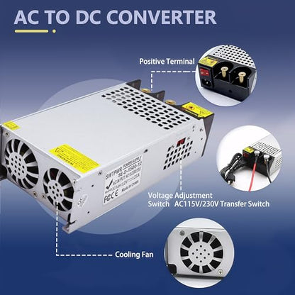 Adaptador de fuente de alimentación SMPS 110V 230V AC a DC 12V 125A 1500W, fuente de alimentación convertidor, transformador de voltaje DC 12V para bomba de motor, impresora CCTV 3D compresor de aire