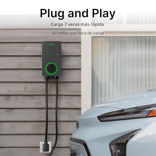 Autel Cargador EV Nivel 2 40 Amperios Hogar Inteligente AI para Vehículo Eléctrico (EV) con Wi-Fi y Bluetooth, EVSE con Funda Integrada y Cable de 25 Pies NEMA 14-50 Enchufe (Gris Oscuro) #106000764
