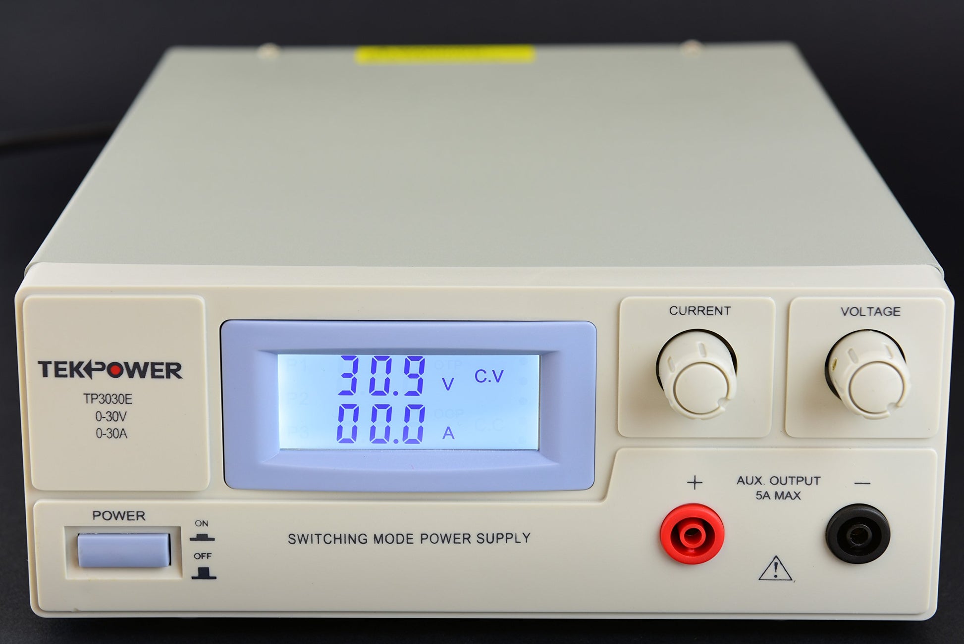 Tekpower TP3030E DC Fuente de alimentación conmutada ajustable 30V 30A, pantalla digital con luz trasera