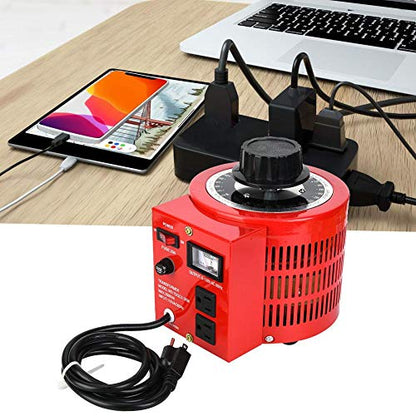 TDGC2-2KM Regulador de voltaje CA Transformador de voltaje CA Salida 0 ~ 130V 20A Convertidor de voltaje de CA monofásico, enchufe de EE. UU. 110V 2000W