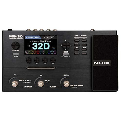 NUX MG-30 Pedal multiefectos para guitarra/bajo/amplificador acústico, procesador de modelado de infrarrojos, algoritmo de caja blanca, enrutamiento EFX, LCD a color de 4 pulgadas, interruptor de pie