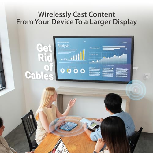j5create ScreenCast - Adaptador de pantalla inalámbrico 4K Max con antena mejorada, transmisión de video y audio desde móvil/tableta/computadora portátil, compatible con AirPlay/Miracast/Chromecast en