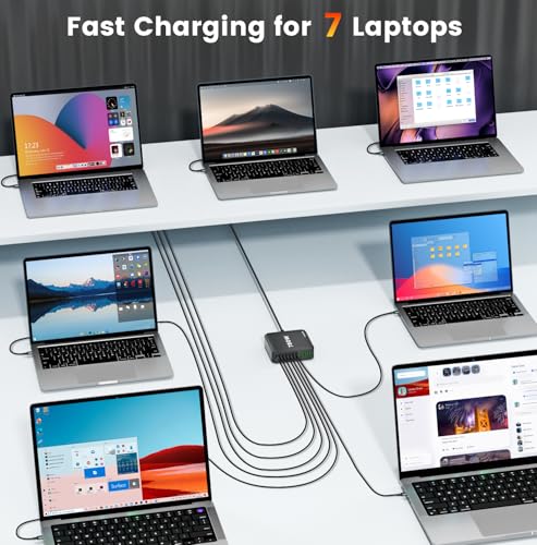Bloque de cargador USB C de 780 W estación de carga rápida de 10 puertos USB C GaN PD 120 W adaptador de cargador para laptop MacBook Pro/Air, DELL, iPad, iPhone, Samsung Galaxy
