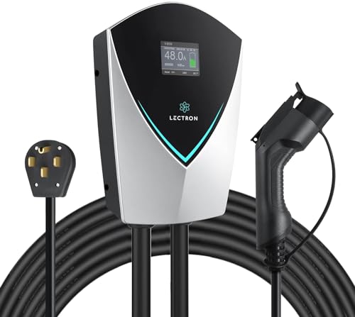 Lectron V-Box - Estación de carga para vehículos eléctricos de 48 amperios, potente cargador de nivel 2 (240 V) con enchufe NEMA 14-50/cableado, certificado Energy Star y ETL para vehículos eléctricos