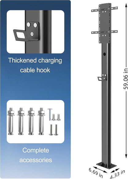 Soporte de pedestal universal para cargador de vehículos eléctricos, montaje en suelo de 59 pulgadas con gancho para cable BS-CDZ