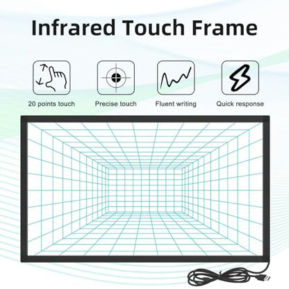 Marco de pantalla táctil infrarroja de 32 pulgadas - Panel táctil interactivo IR de 20 puntos para monitor marco de TV, pizarra blanca