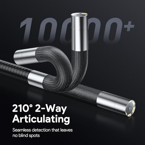 DEPSTECH Boroscopio articulado bidireccional de 210°, cámara endoscopio ultradelgada de 0.24 pulgadas con luces, pantalla IPS de 4.5 pulgadas, tubo flexible impermeable de serpiente de 5 pies, cámara  ‎DS650SL-CA