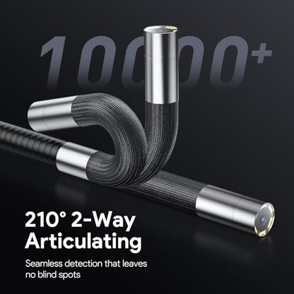 DEPSTECH Boroscopio articulado bidireccional de 210°, cámara endoscopio ultradelgada de 0.24 pulgadas con luces, pantalla IPS de 4.5 pulgadas, tubo flexible impermeable de serpiente de 5 pies, cámara  ‎DS650SL-CA
