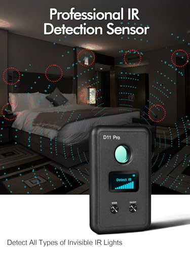 Detectores de cámara oculta D11 Pro, buscador de cámara espía dispositivos de escucha ocultos, escáner de luces infrarrojas, detector de rastreador GPS, teléfono de insectos, barredora de señal RF con
