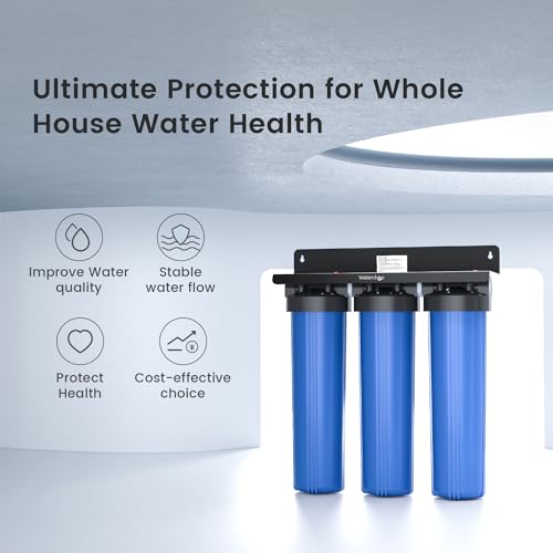 Waterdrop Sistema de filtro de agua de 3 etapas para toda la casa, con filtro de carbono y filtro de sedimentos, filtración de 7 etapas que reduce altamente el plomo, el cloro, el olor y el sabor,