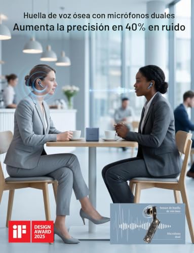 Timekettle Auriculares de traducción W4, sensor de huella de voz ósea para voz clara en ruido, corrección de traductor AI, privacidad protegida con GDPR, Bluetooth, aplicación iOS/Android para