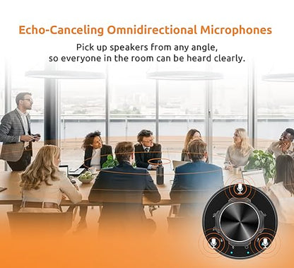 TOUCAN SC360 Cámara de videoconferencia de 360 grados, cámara web HD de 1080p con 4 micrófonos de reducción de ruido, altavoz, seguimiento de IA, funciona con Zoom, Google Voice, Microsoft Teams y más, para