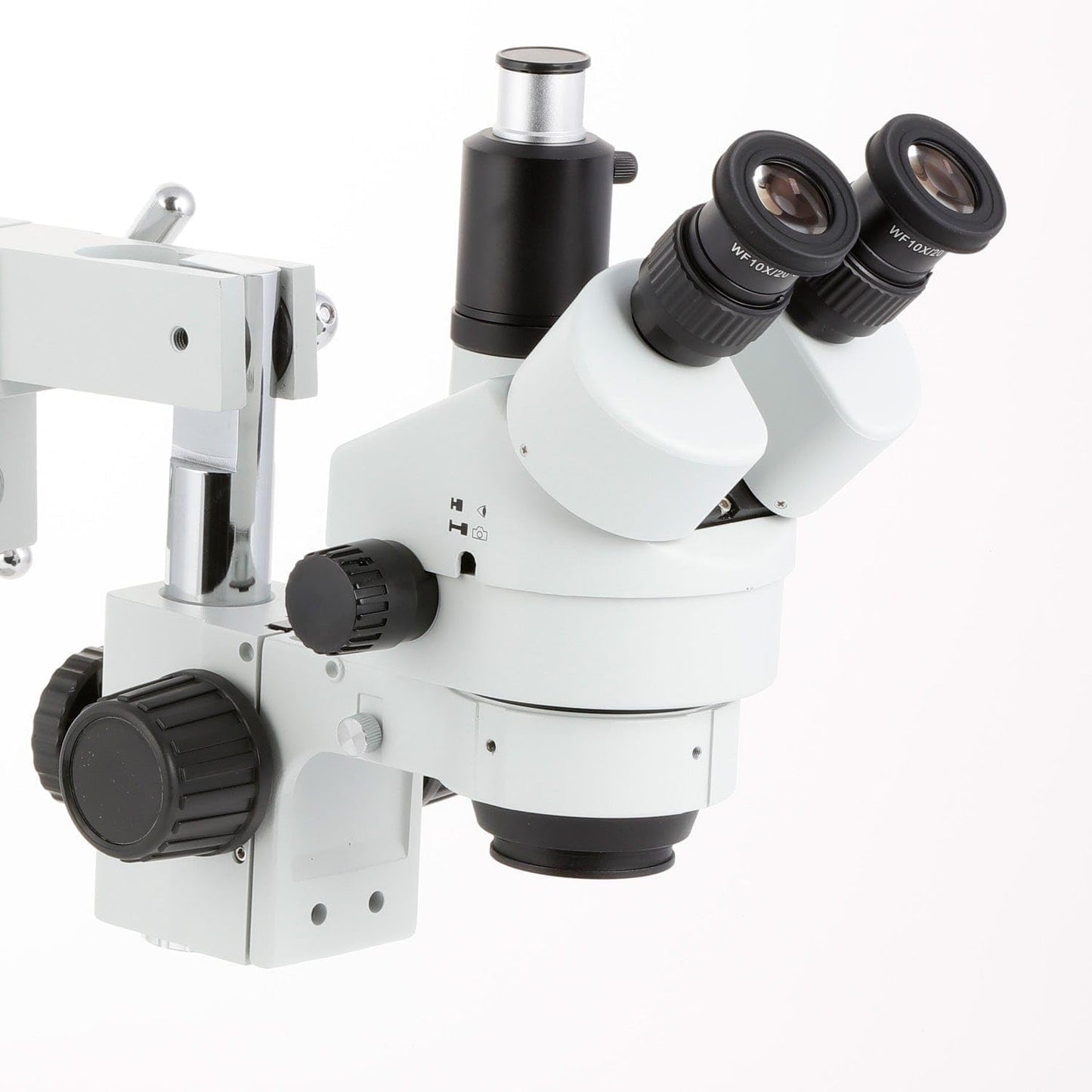 AmScope SM-4TP - Microscopio Profesional de Zoom estéreo trinocular con Control de Enfoque simultáneo, oculares WH10x, Aumento 7X-45X, Lente de Zoom 0.7X-4.5X, iluminación Ambiental, Soporte de Brazo