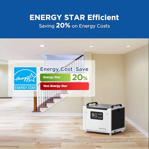 MOISWELL Deshumidificador comercial de 70 pintas con bomba, deshumidificadores portátiles de espacio de rastreo para sótano y hogar, certificado Energy Star, descongelación automática DEFENDER ME-7S