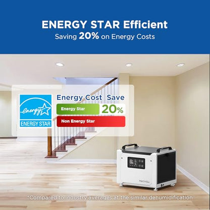 MOISWELL Deshumidificador comercial de 70 pintas con bomba, deshumidificadores portátiles de espacio de rastreo para sótano y hogar, certificado Energy Star, descongelación automática DEFENDER ME-7S