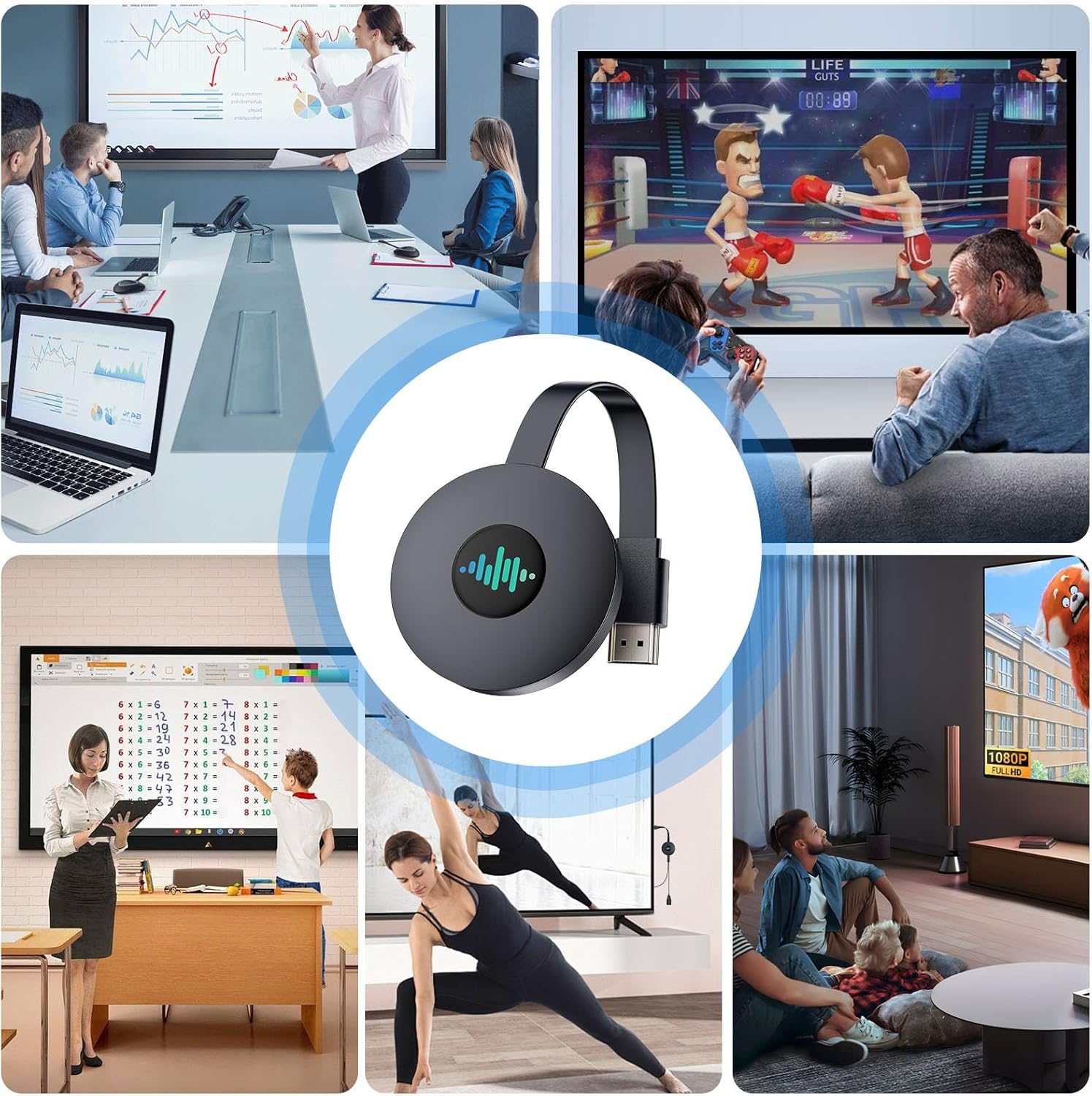 Adaptador de pantalla HDMI inalámbrico 5G, dongle Miracast 4K, espejo de pantalla para teléfono inteligente, Android, tableta, laptop, ventana a HDTV/monitor/proyector, DLNA compatible, Miracast