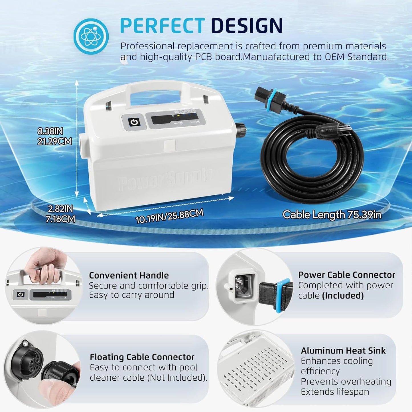 9995678 Fuente de alimentación con cable de repuesto para Dolphin Nautilus CC Plus, Premier, Apollo, Bio, Deluxe 5, DLX4, DX4, DX4S, DX5S, DX6, Edge, HD, M400, Neptune Plus, Prowler 830, Supreme M4 M5, Triton Plus, Wave 50 75 - 9995678-US-6