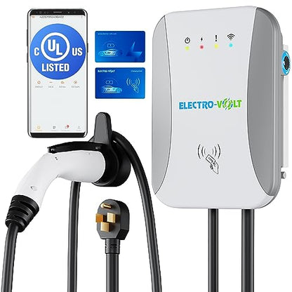 Cargador EV de nivel 2 – 10 KW, ajustable de 40 amperios, 240 V, enchufe NEMA 14-50, estación de carga de pared de coche eléctrico IP65 para interiores y exteriores, cargador EV certificado FCC nivel