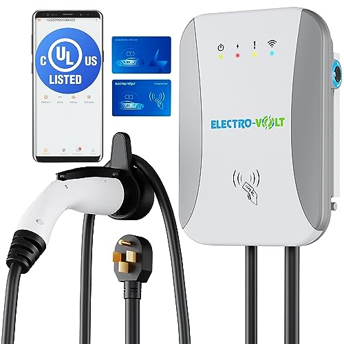 Cargador EV de nivel 2 – 10 KW, ajustable de 40 amperios, 240 V, enchufe NEMA 14-50, estación de carga de pared de coche eléctrico IP65 para interiores y exteriores, cargador EV certificado FCC nivel