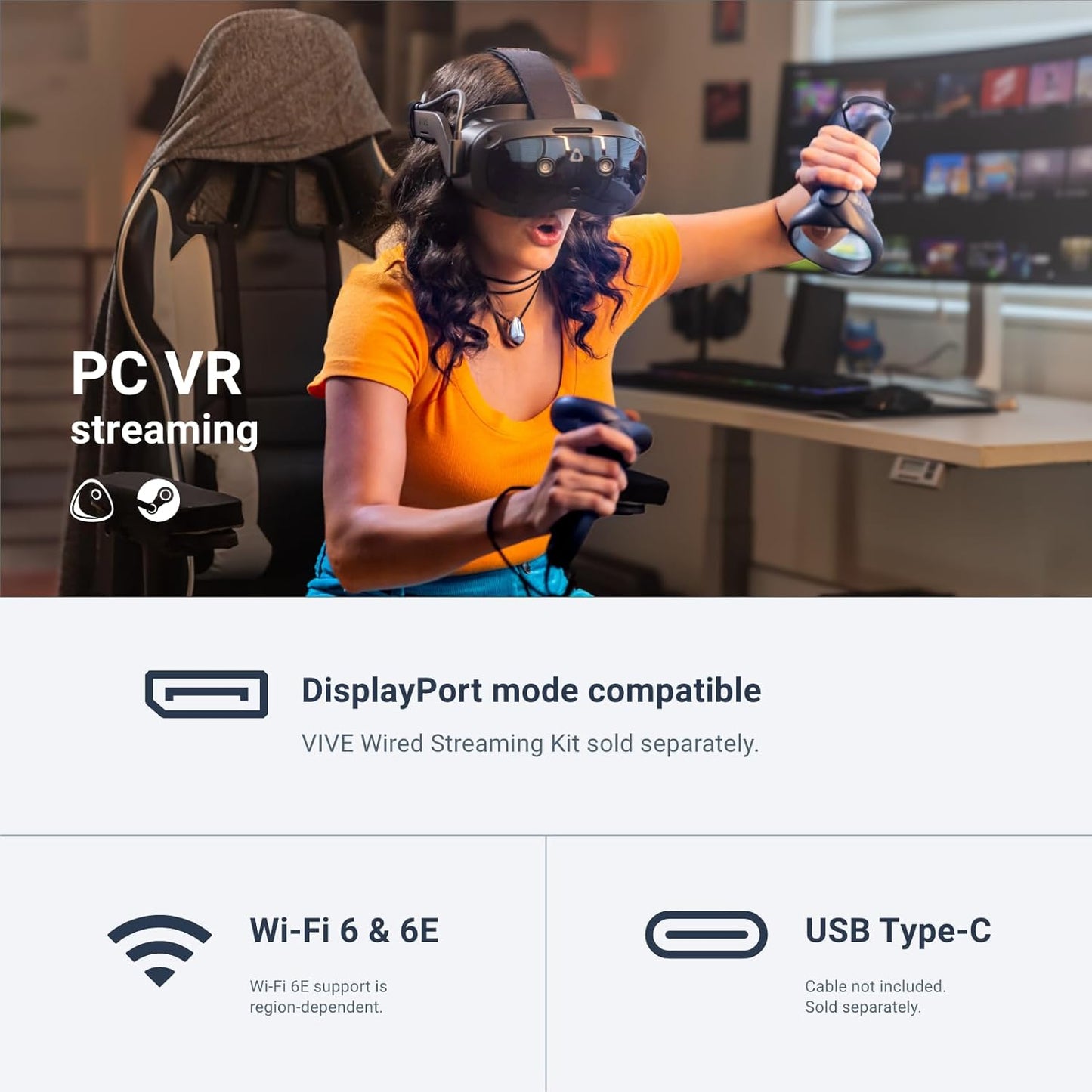 HTC Vive Focus Vision - Auriculares de Realidad Mixta y PC VR + Controladores - Edición de Consumo ‎99HAUM006-00
