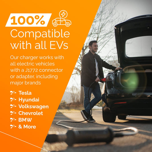 Cargador EV J+ Booster UP-JB2, estación de carga para vehículos de 240 V y 40 A con adaptadores NEMA 5-15 y 14-50