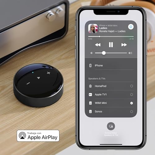 WiiM Mini AirPlay 2 - Streamer de audio inalámbrico, estéreo multihabitación, preamplificador, funciona con asistentes de voz Alexa y Siri, transmite audio de alta resolución desde Amazon Music, Tidal ASR001