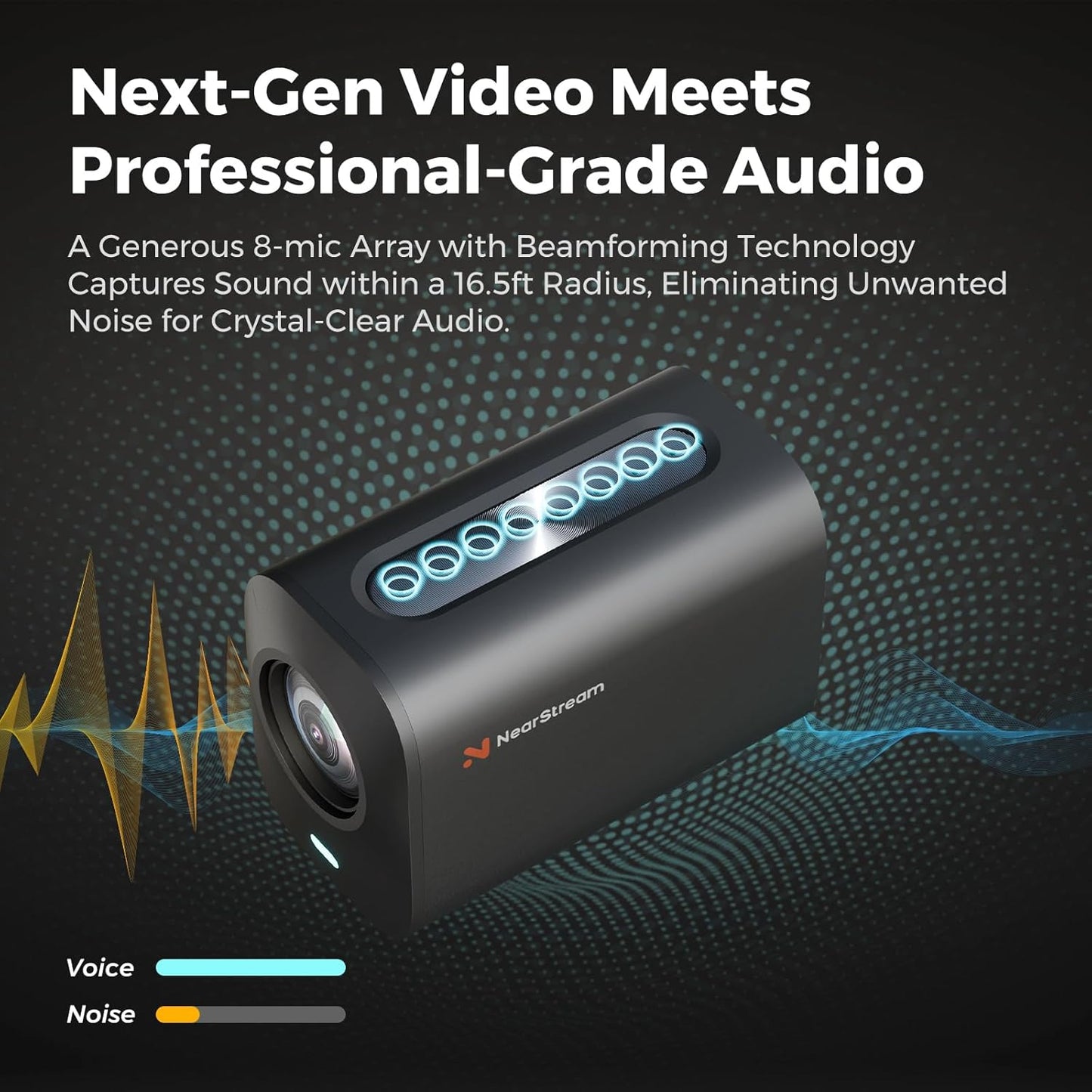 Cámara de transmisión con cable NearStream VM20 4K con zoom híbrido 40X/8 micrófonos con cancelación de ruido/control remoto, plug & play, webcam HDMI/USB/RJ45 para transmisión en vivo, videollamada VM20-US