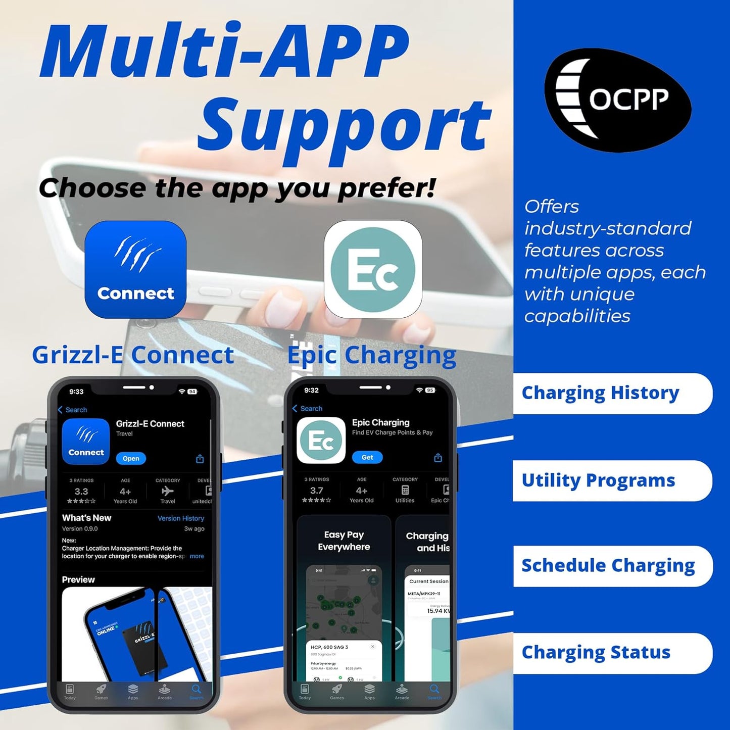 Grizzl-E Mini Connect - Cargador portátil para vehículos eléctricos (EV) de nivel 1-2 de hasta 40 amperios, certificado UL, estación de carga rápida para automóvil eléctrico para interiores y