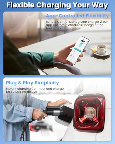 EONYHC Cargador EV de nivel 2 de 48 amperios: estaciones de carga de vehículos eléctricos de 240 V - Cable de 25 pies J1772 conector de coche - Cargador de coche eléctrico habilitado para exteriores e