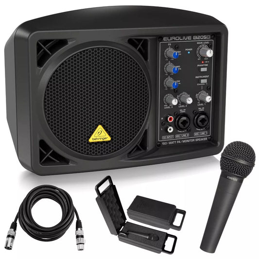 Paquete de sistema de altavoces Eurolive B205D con micrófono ULTRAVOICE XM8500 y cable XLR de 25 pies