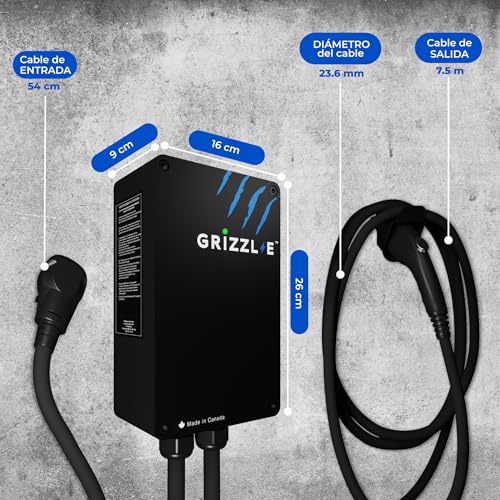 Grizzl-E GBT Classic Cargador de vehículo eléctrico Nivel 2 hasta 40A-10 kW/h, estación de Carga para Interiores/Exteriores con certificación UL-NOMmx, Enchufe NEMA 14-50, Cable Premium de 7.3 Metros