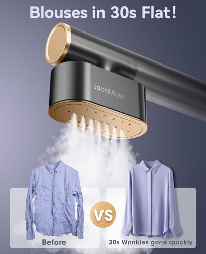 Jack & Rose Vaporizador de viaje para ropa, plancha portátil de 100 a 220 V, calentamiento de 15 segundos, vapor y plancha 2 en 1, tamaño de viaje, panel térmico de cerámica grande, para todo el mundo