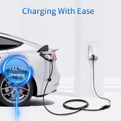 Cable de Extensión EV J1772 48A 20ft, Cable de Extensión de Cargador EV Nivel 2, Cable de Extensión EV de 240V para Carga Rápida y Uso Intensivo