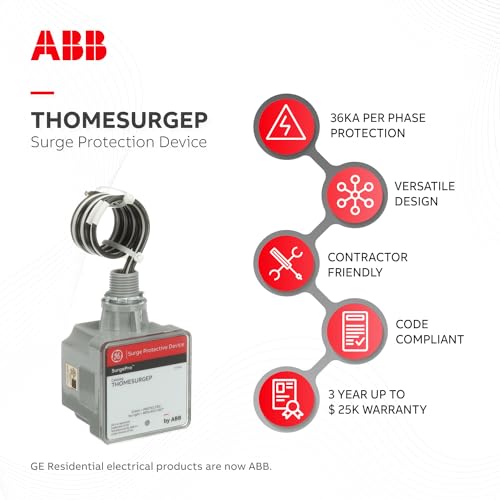 THOMESURGEP by ABB • Dispositivo de protección contra sobretensiones SurgePro™ • SPD residencial con cable montado externamente para minoristas y hogar • SPD tipo 1 • Seguro, confiable y funcional