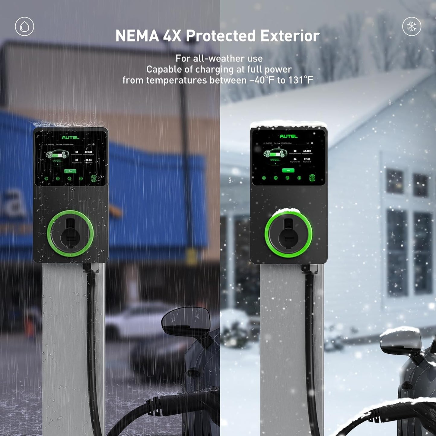 Autel Cargador inteligente para vehículos eléctricos (EV), 50 amperios nivel 2 Wi-Fi y pantalla táctil EVSE 4G habilitada para Bluetooth, con funda en el cuerpo y cable de 25 pies, color negro