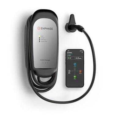 NACS Connector 64Amp Cargador ENPHASE EV con cable – Enphase IQ 80, cargador inteligente de nivel 2 con Wi-Fi, certificado de seguridad, para interiores y exteriores, cable resistente de 25 pies, IQ-EVSE-NA-1080-0101-0100