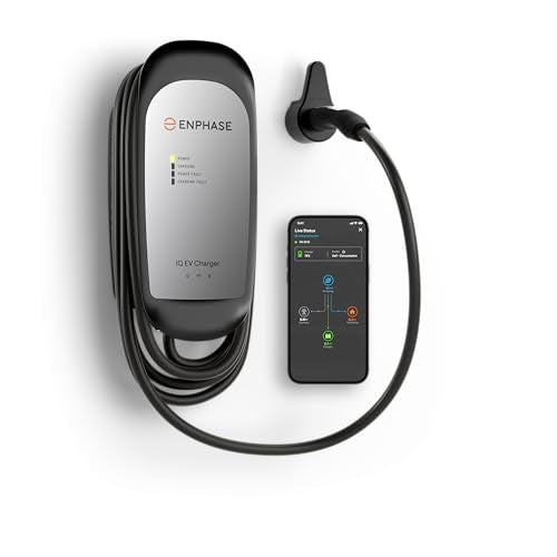 NACS Connector 64Amp Cargador ENPHASE EV con cable – Enphase IQ 80, cargador inteligente de nivel 2 con Wi-Fi, certificado de seguridad, para interiores y exteriores, cable resistente de 25 pies, IQ-EVSE-NA-1080-0101-0100