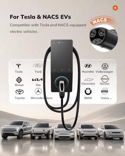 StarCharge - Cargador EV de nivel 2, 50 amperios y 240 V NACS cableado - JunoNACS-50H