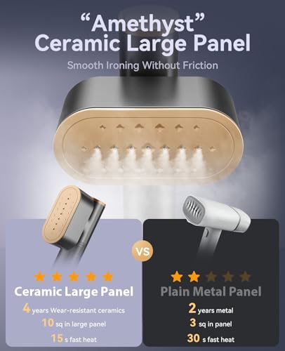Jack & Rose Vaporizador de viaje para ropa, plancha portátil de 100 a 220 V, calentamiento de 15 segundos, vapor y plancha 2 en 1, tamaño de viaje, panel térmico de cerámica grande, para todo el mundo