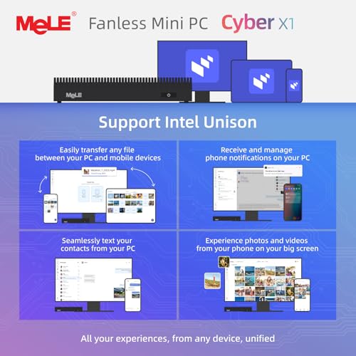 MeLE Mini PC Cyber X1 - N150, PC sin ventilador, 8GB RAM, 256GB de almacenamiento, Wi-Fi 2.4/5G, USB-C completamente funcional, escritorio de pantalla triple 4K para hogar, oficina, educación