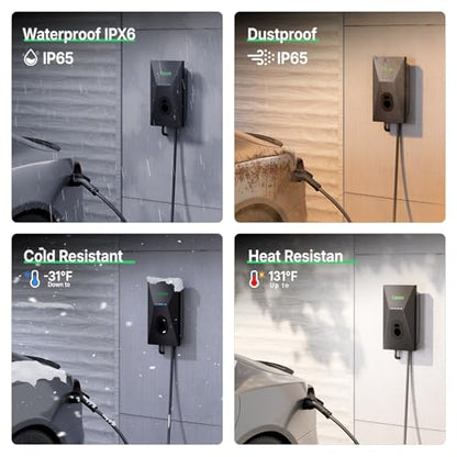 Calion Cargador de vehículo eléctrico de nivel 2, cargador de montaje en pared con cable de 25 pies, estación de carga de vehículo eléctrico para vehículos eléctricos J1772, 50 amperios, EV-C02AZ-US50A