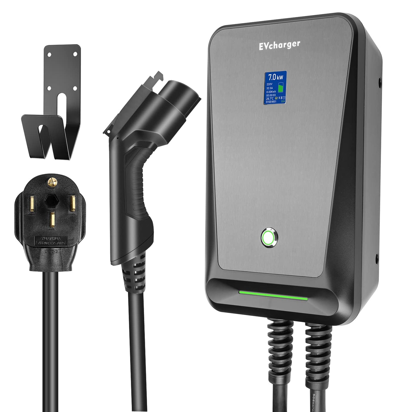 LEFANEV 32A 7.68KW Cargador EV Nivel 2,240V 20ft Cable de carga Estación de carga de vehículos eléctricos con NEMA 14-50 para vehículos eléctricos e híbridos F40-32A-NEMA14-50