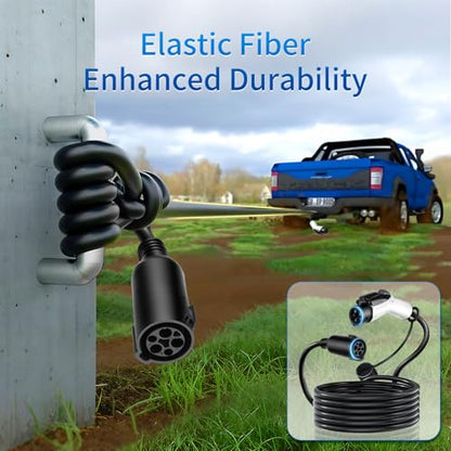 Cable de Extensión EV J1772 48A 20ft, Cable de Extensión de Cargador EV Nivel 2, Cable de Extensión EV de 240V para Carga Rápida y Uso Intensivo