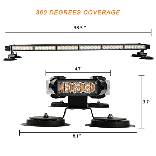 ASPL - Barra de luz estroboscópica de 98 cm, 78 LED 12V-24V doble cara, intermitente, de alta intensidad, luz estroboscópica con base magnética para seguridad