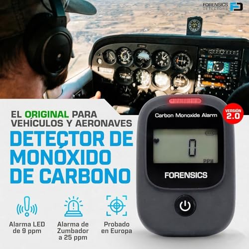 Detector de monóxido de carbono para vehículos y aviones | Alarma rápida de bajo nivel de 9 ppm (versión 2.0) FD-CAR002